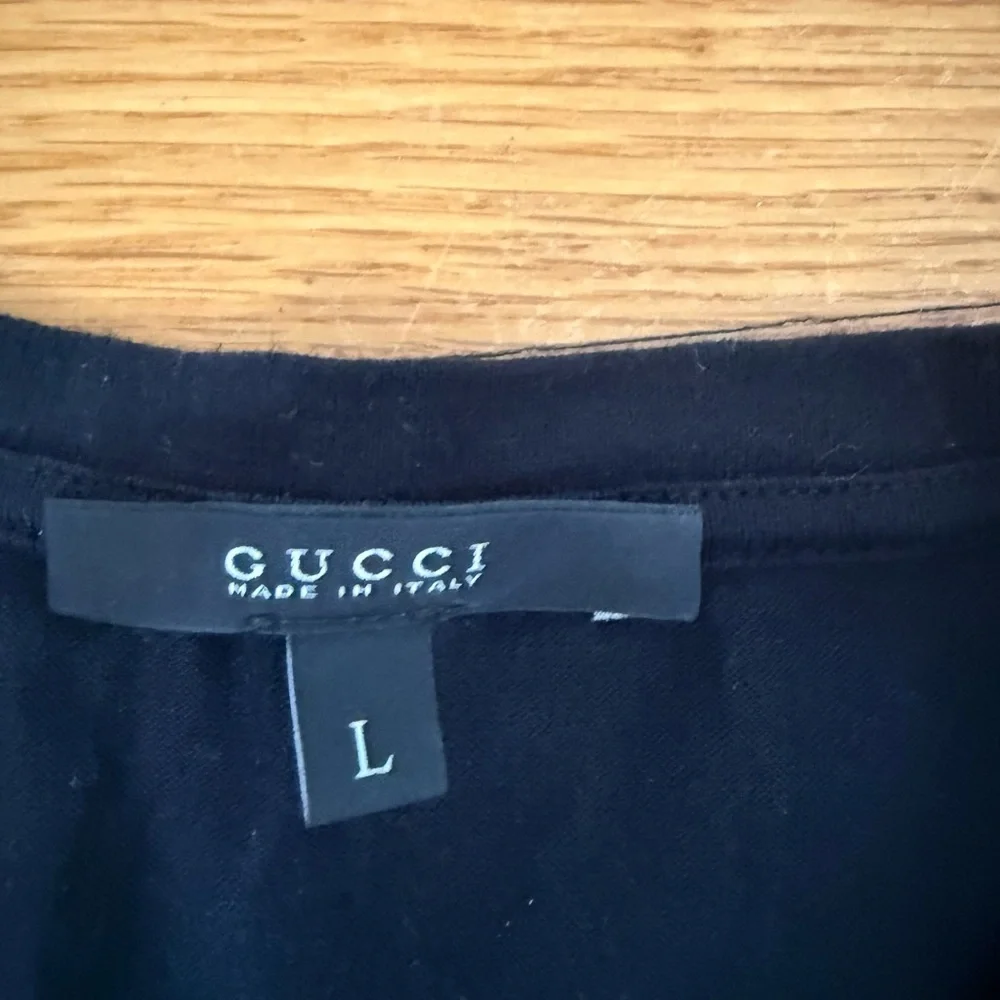 Gucci Black Tee with Red and Green Accents,size medium